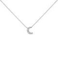 10K White Gold Diamond Accented Crescent Moon Shaped 18" Inch Pendant Necklace (H-I Color, I1-I2 Clarity)