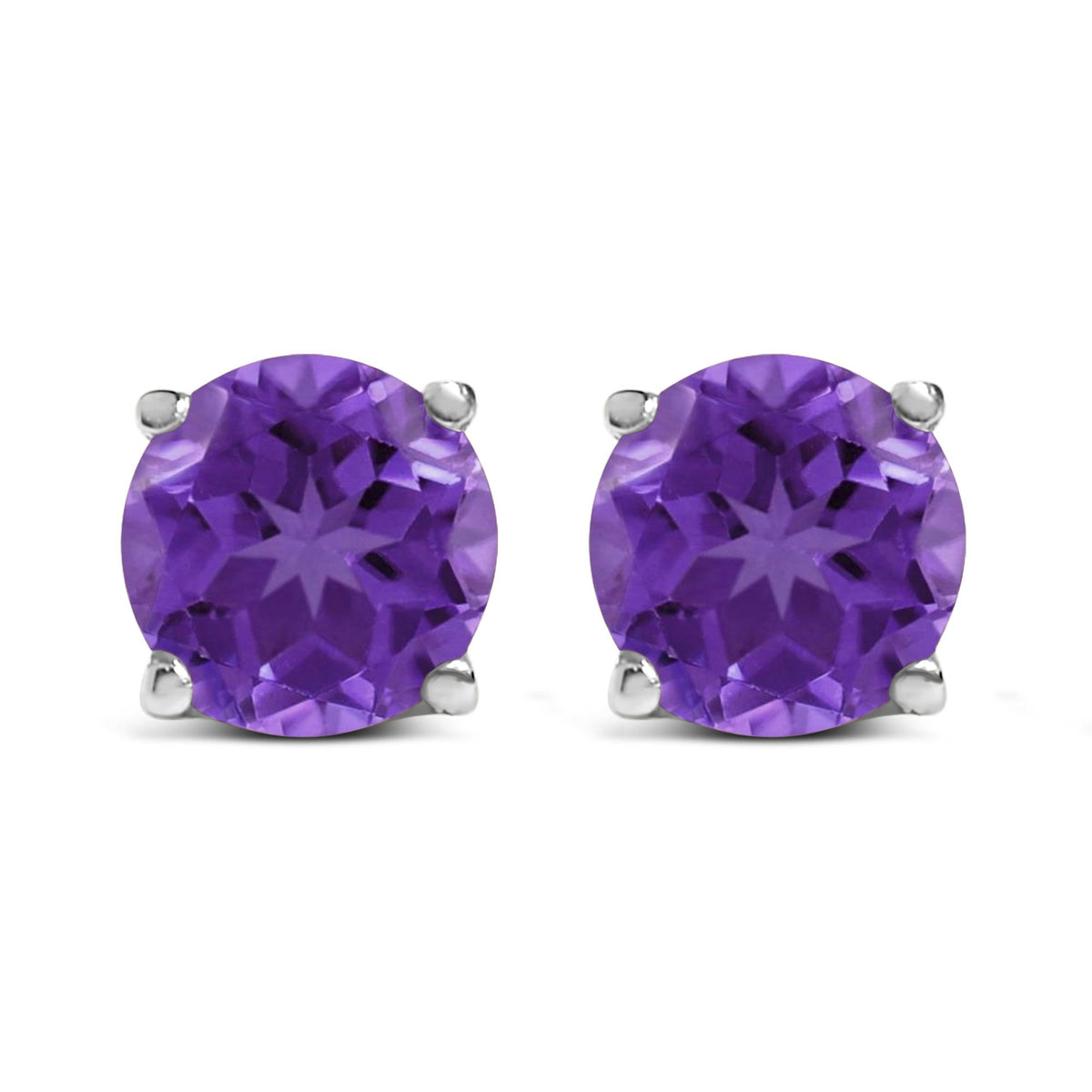 14K Gold 5X5MM Round Gemstone Solitaire Stud Earrings