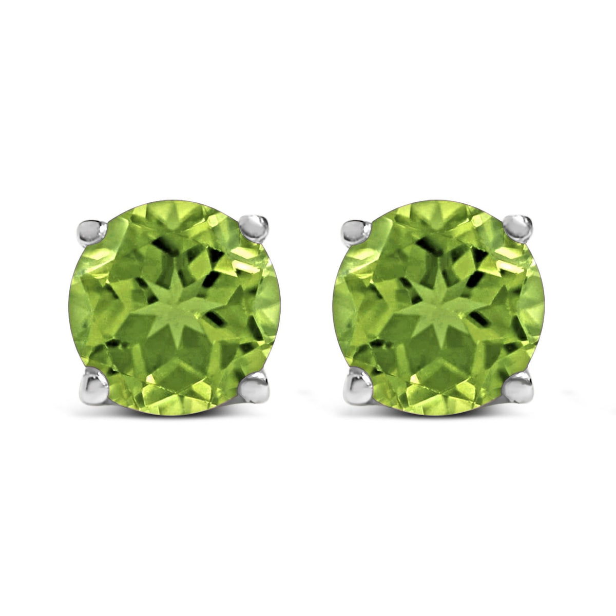 14K Gold 5X5MM Round Gemstone Solitaire Stud Earrings