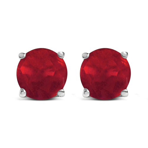 14K Gold 5X5MM Round Gemstone Solitaire Stud Earrings