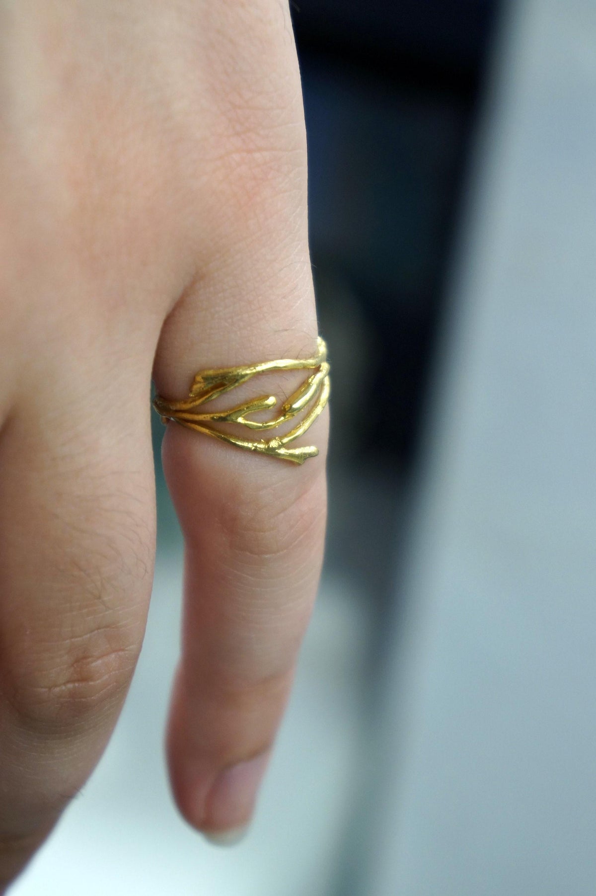 Real Jasmine Twig Silver Ring, Handmade Minimalist Jewelry, Organic Botanical Band, Unique Gift for Nature Lovers, Gold or Sterling Silver 925