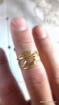 Gold Jasmine Branch Ring, Handmade Minimalist Jewelry, Botanical Organic Band, Gift for Luck & Purity, Eco Sustainable Sterling Silver 925