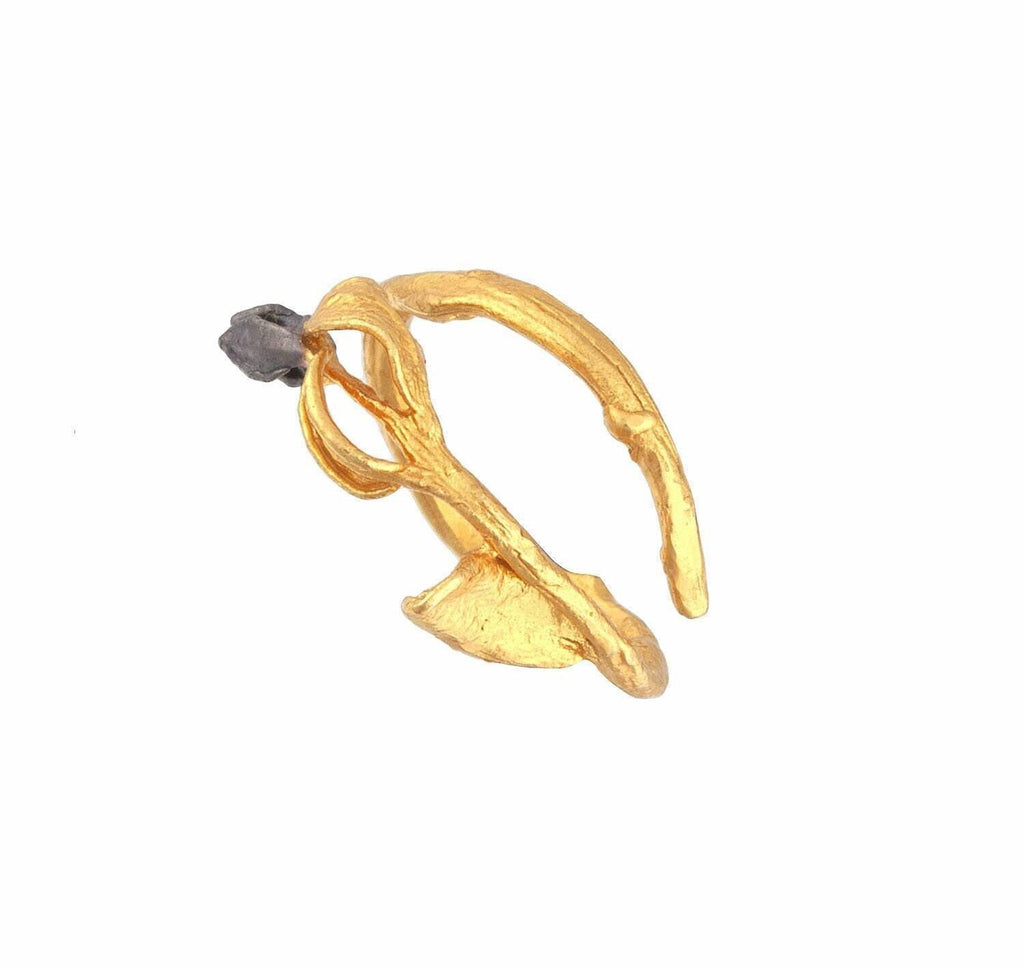 Gold Olive Branch Ring, Handmade Minimalist Jewelry, Organic Tree Band, Gift for Success & Health, Eco Sustainable Sterling Silver 925