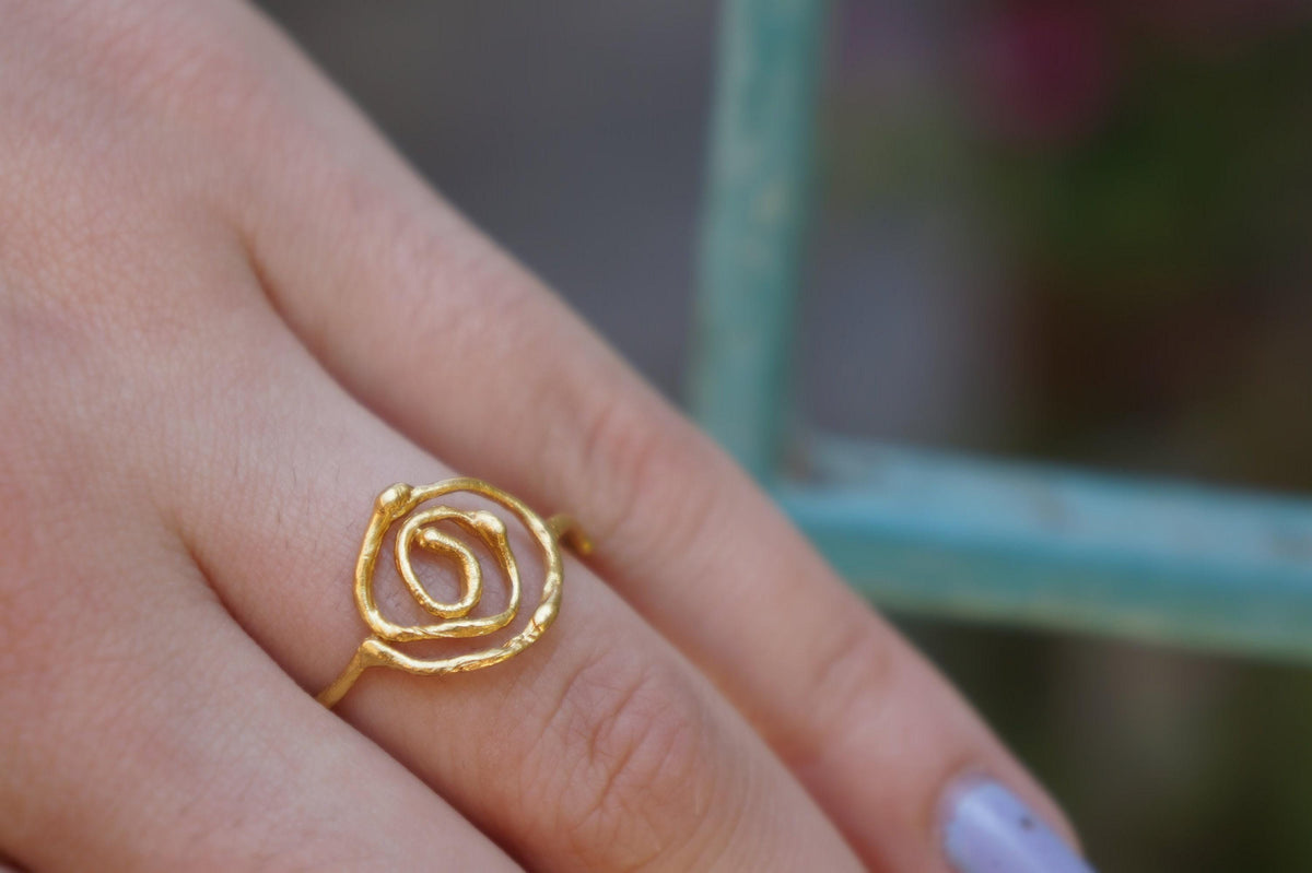 Real Jasmine Twig Spiral Ring, Handmade Minimalist Jewelry, Botanical Branch Band, Gift for Protection, Eco Sustainable Sterling Silver 925