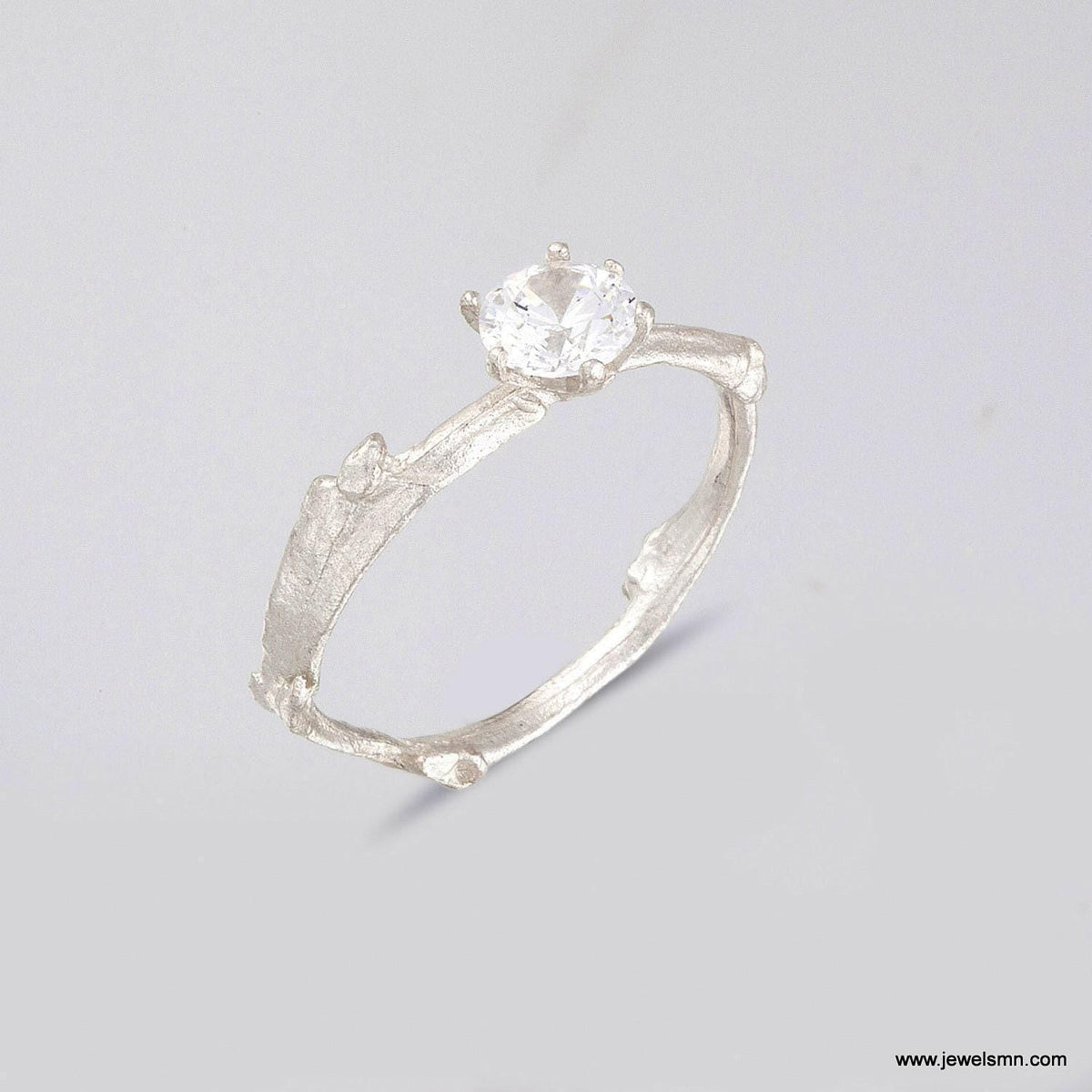 Ethical Gemstone Ring, made of Citrus Tree twig. Recycled sterling silver and goldplate. Symbol of purification and happiness.