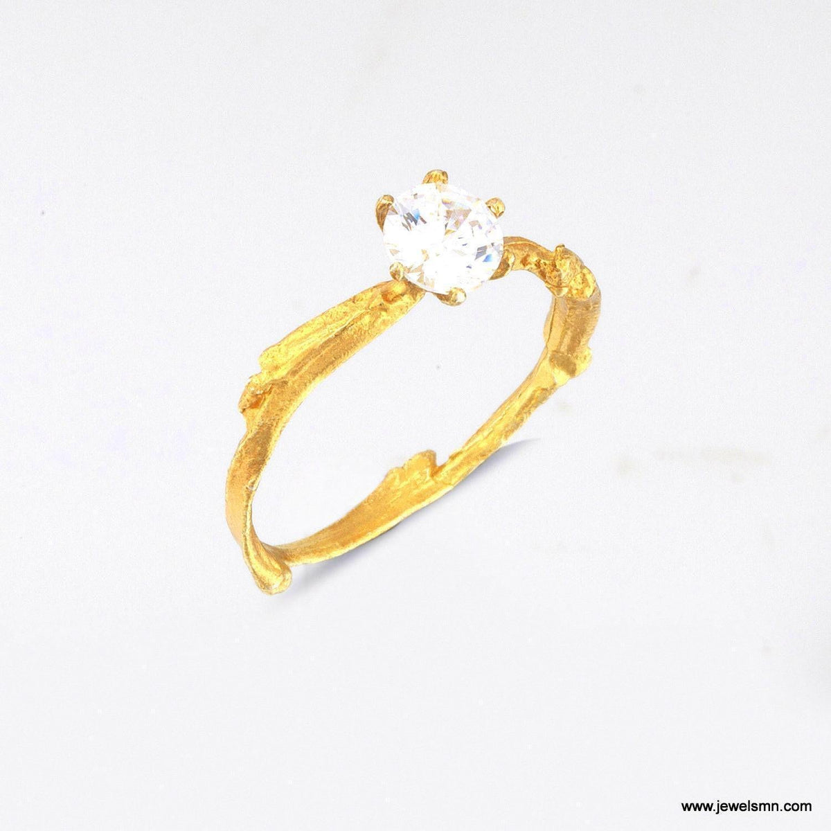 Ethical Gemstone Ring, made of Citrus Tree twig. Recycled sterling silver and goldplate. Symbol of purification and happiness.