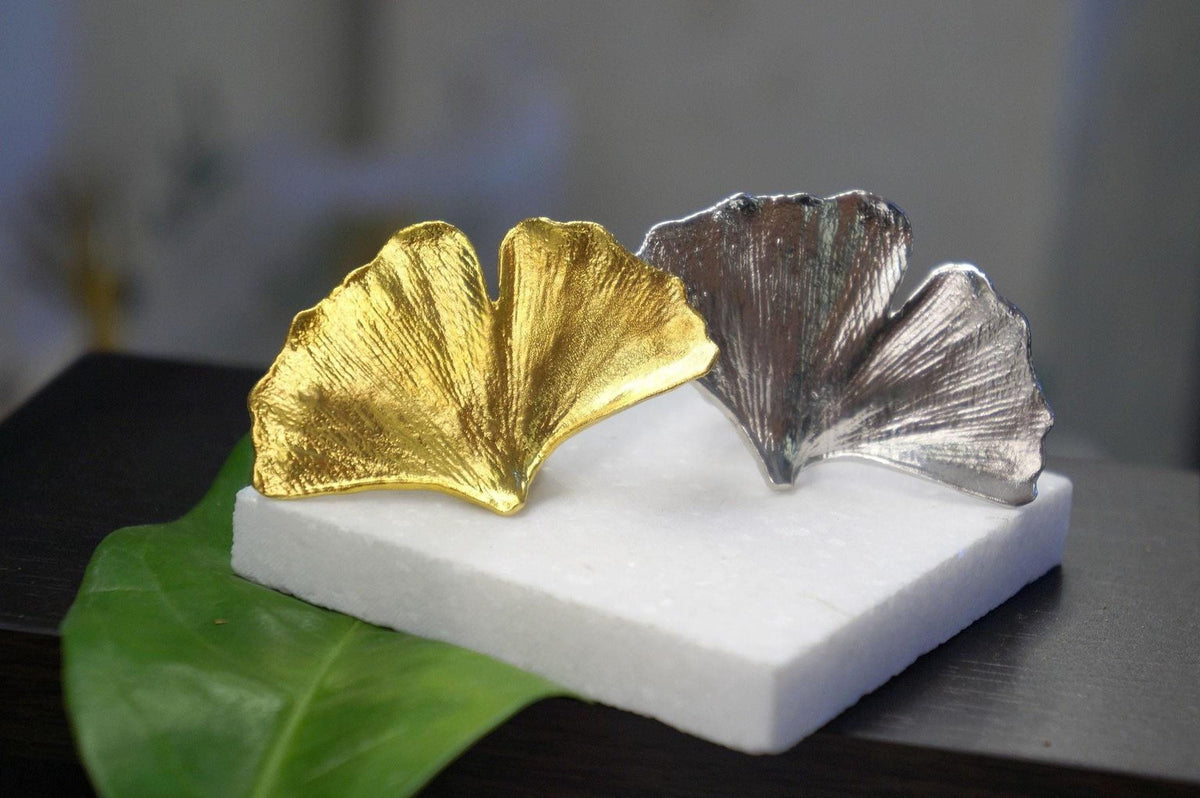 Real Ginkgo Biloba Leaf Ring, 14K Gold Plated Brass Jewelry, Handmade Statement Jewelry Gift for Women, Boho Birthday Gift for Her