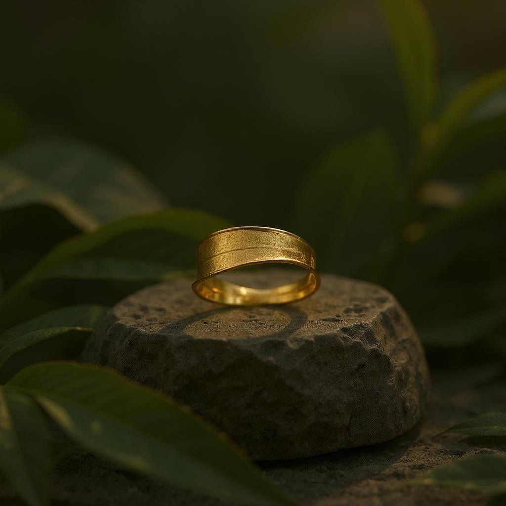Gold Olive Leaf Ring, Handmade Nature Jewelry, Organic Tree Band, Gift for Protection & Health, Eco Sustainable Sterling Silver 925