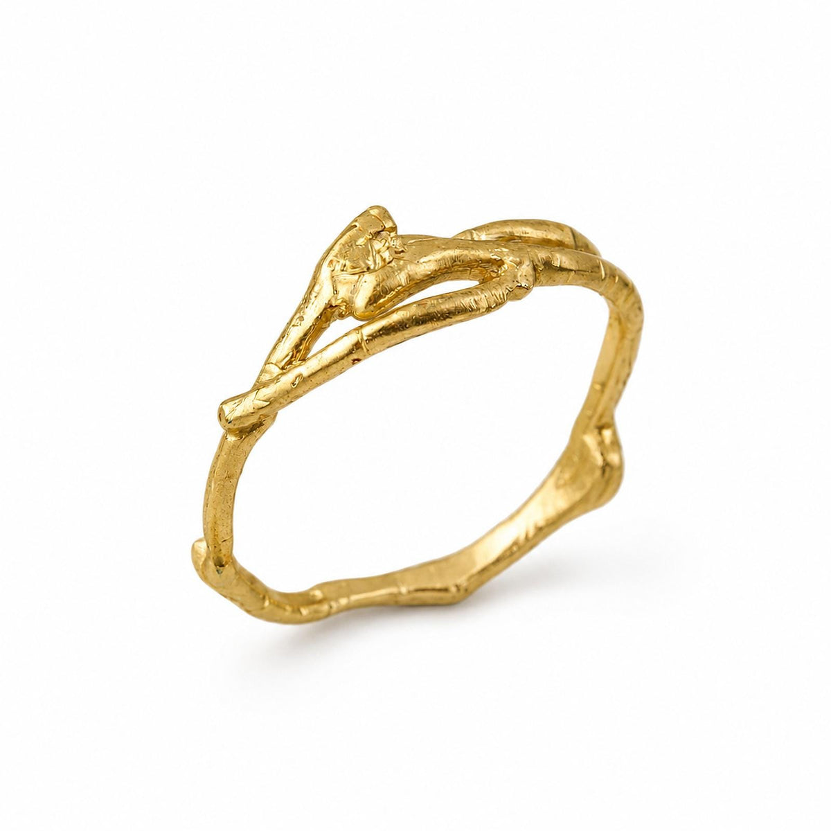 Real Jasmine Branch Ring, Gold Plated Sterling Silver 925 Band, Stack Twig Ring, Handmade Minimalist Jewelry Gift, Birthday Gift for Her