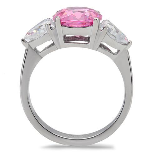 TK164 - High polished (no plating) Stainless Steel Ring with AAA Grade CZ  in Rose